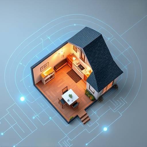 Sinal Wi-Fi a espalhar-se num mapa de uma casa
